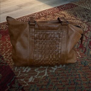 Valencia Brown Woven Leather Tote Bag